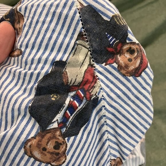 Vintage Ralph Lauren Polo Teddy Bear AOP Full Fitted Bed Sheet Made USA Striped - Picture 7 of 11